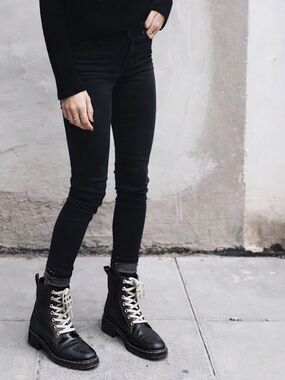 Rag and Bone black high top leather combat boots 6.5